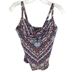 Athleta Marrakesh Twister Tankini Top Wild Blooms Purple White Beach Pool 34D/DD